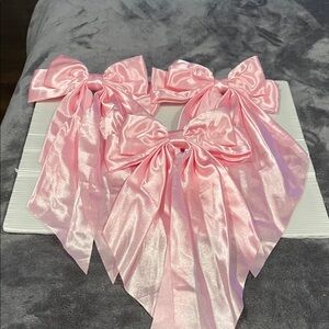 Elegant Pink Satin Hair Bows brand new set of 3